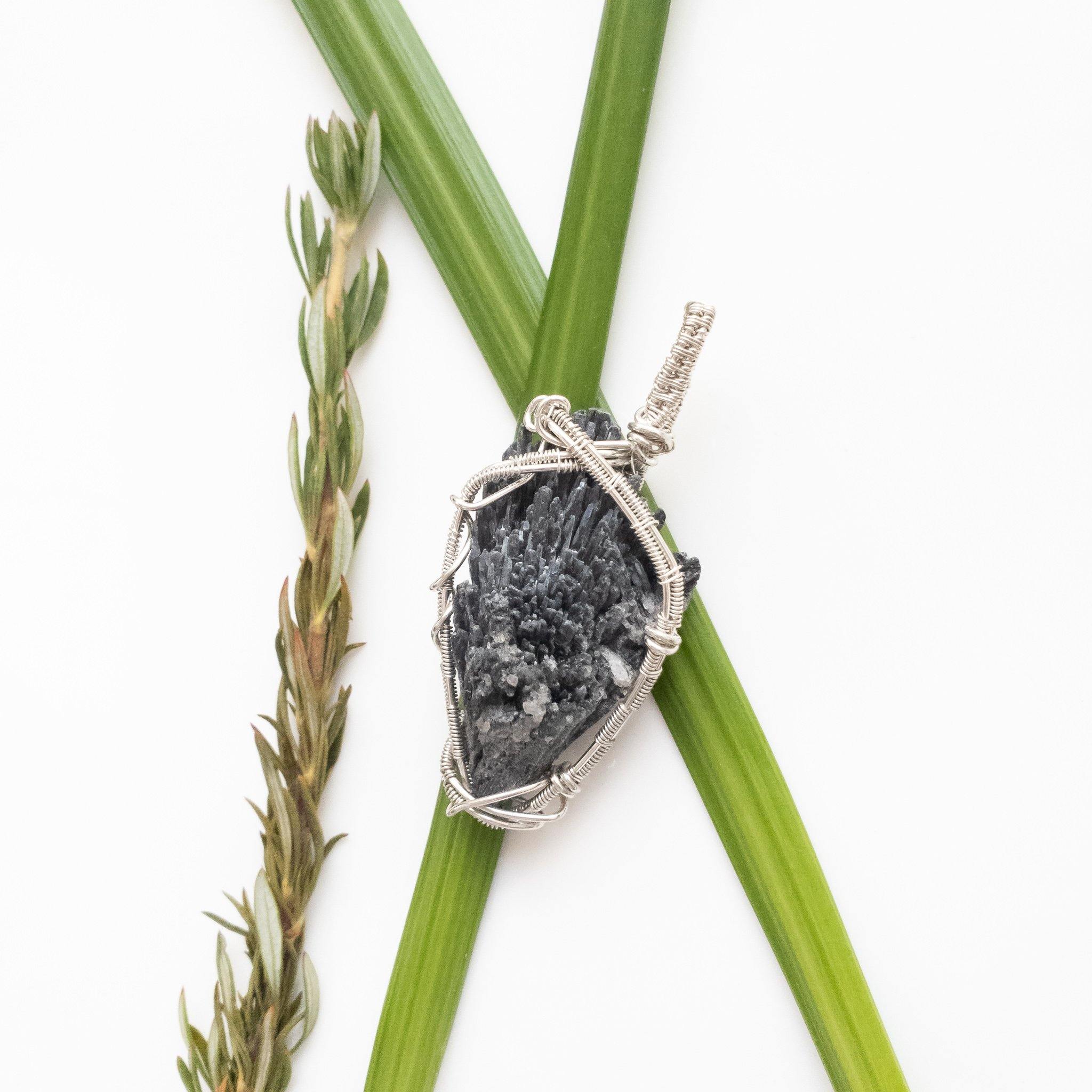Viking Collection - Black Kyanite designed in Sterling Silver front view - BellaChel Jeweler