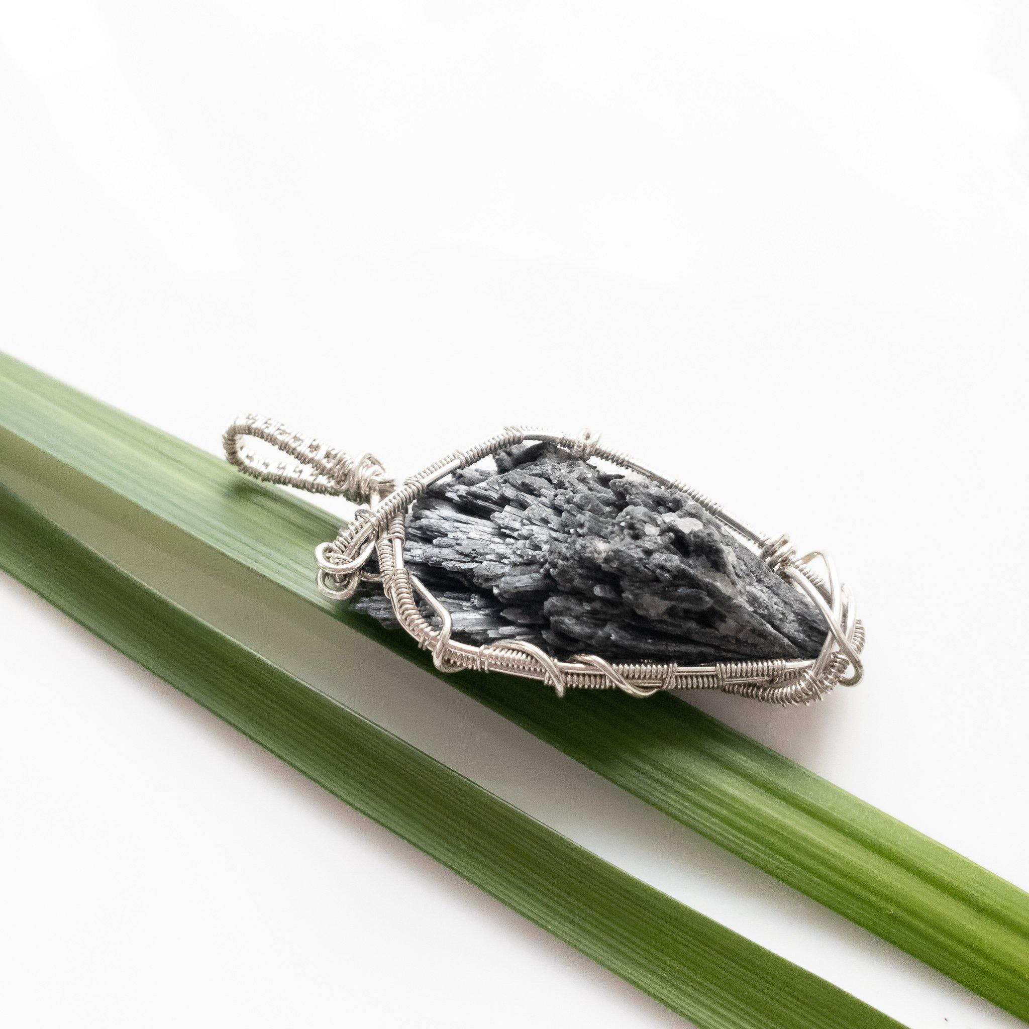 Viking Collection - Black Kyanite designed in Sterling Silver - side view - BellaChel Jeweler