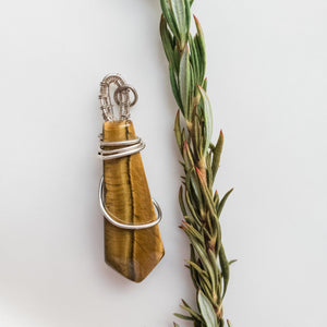 Men's Tiger Eye Pendant - front view - BellaChel Jeweler 