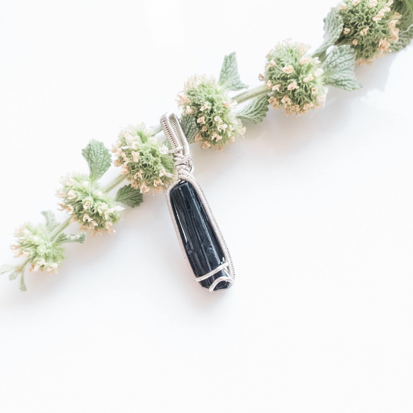 Black Kyanite Men's Necklace Pendant in Sterling Silver - side view  -  BellaChel Jeweler 