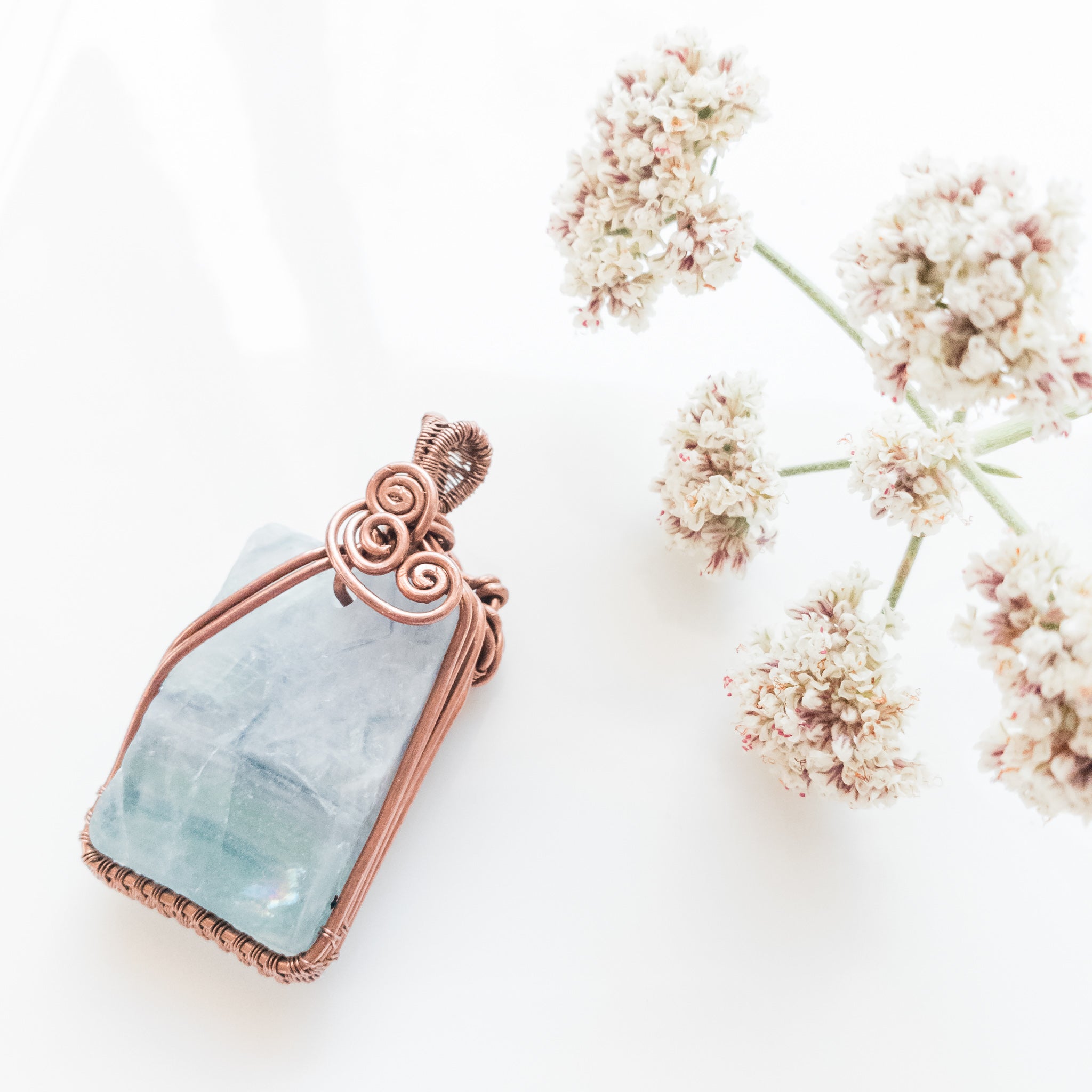 Laguna Collection - Beautiful Blue & Green Fluorite Pendant in Copper- 2N1 Design- Back Side - BellaChel Jeweler