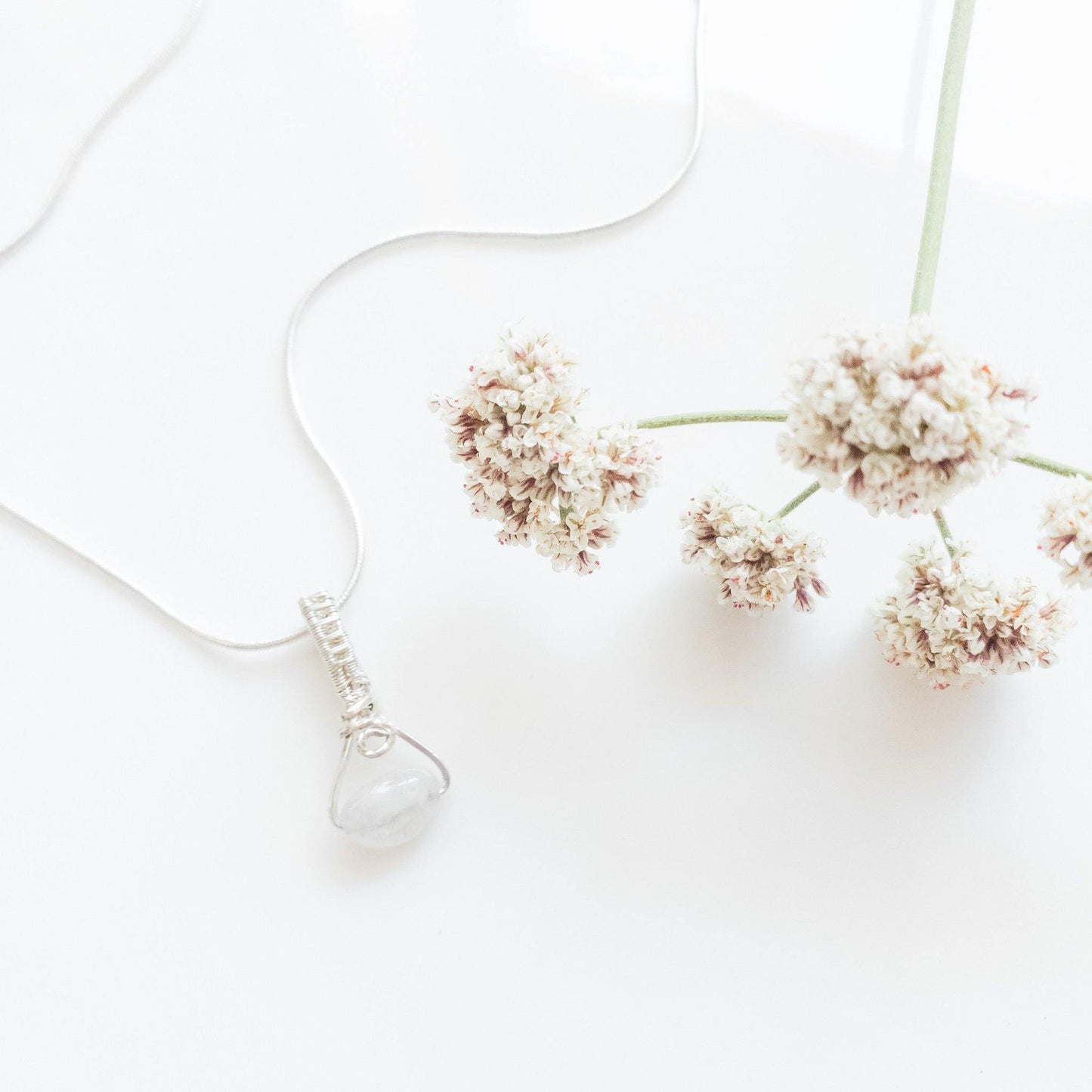 Celestial Collection - Real Moonstone Pendant on Sterling Silver Necklace, included - front view - BellaChel Jeweler