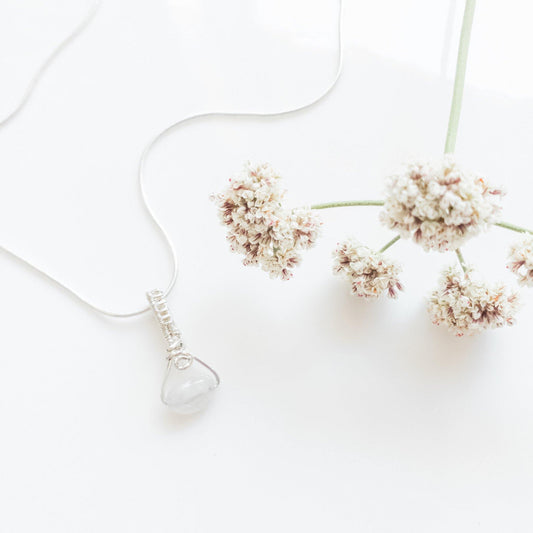 Celestial Collection - Real Moonstone Pendant on Sterling Silver Necklace, included - front view - BellaChel Jeweler