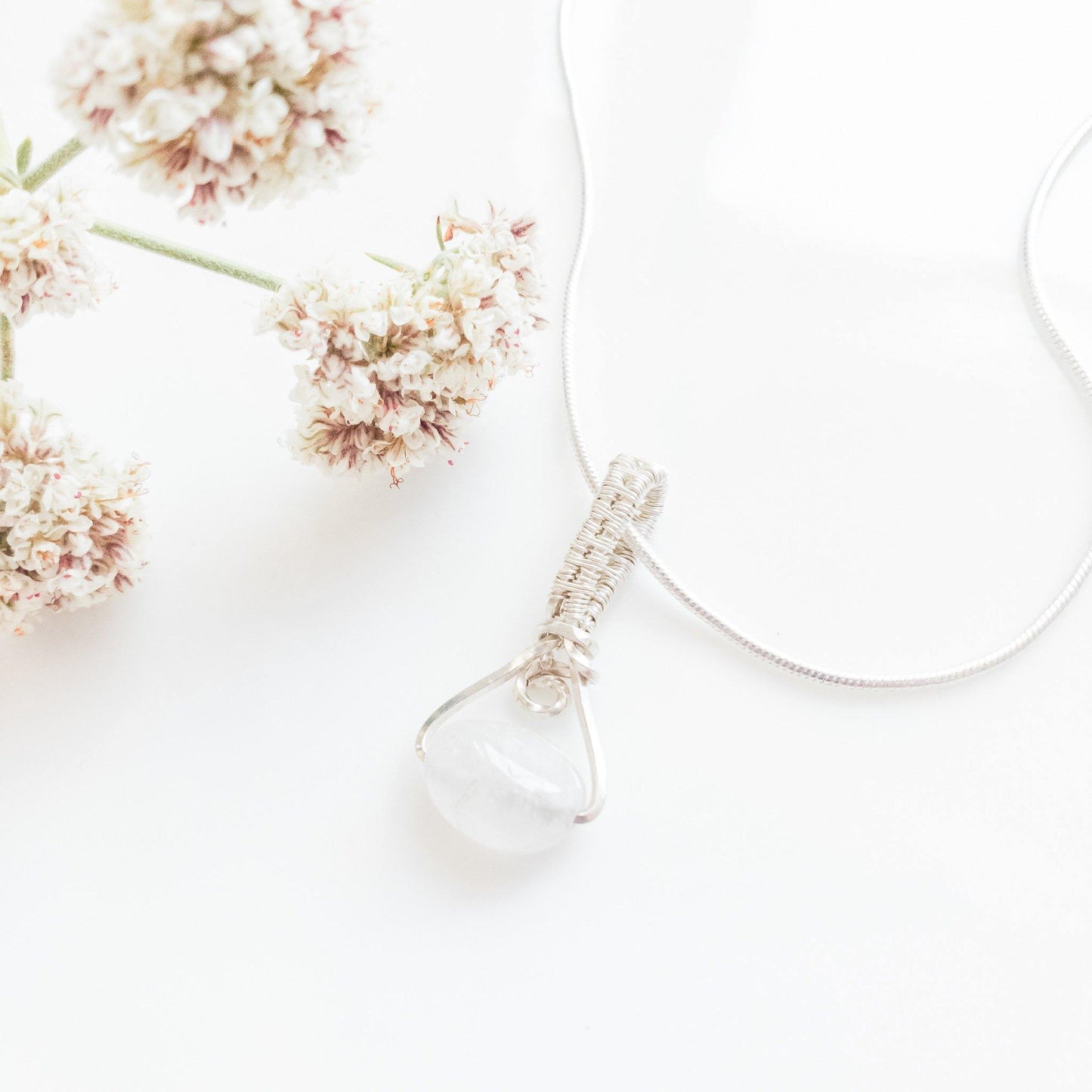 Real Moonstone Pendant Necklace - back view - BellaChel Jeweler