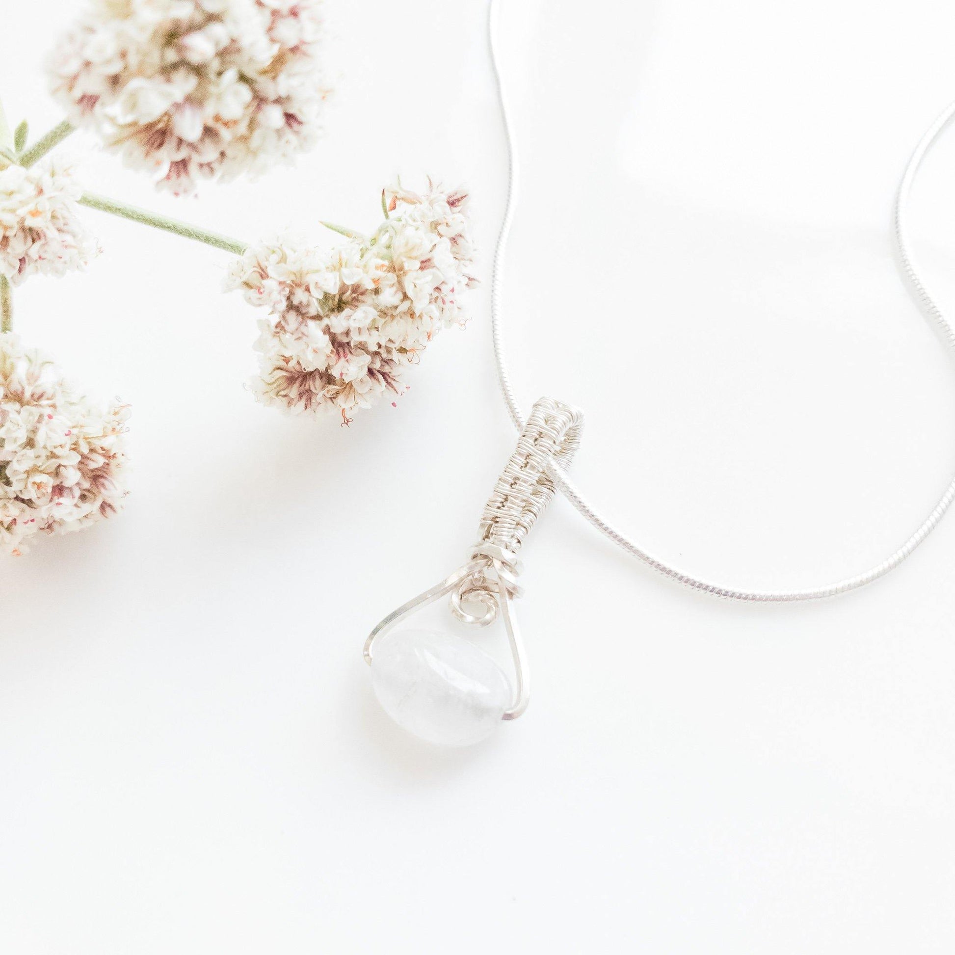 Real Moonstone Pendant Necklace - back view - BellaChel Jeweler