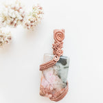 Load image into Gallery viewer, Magnolia Collection - Beautiful and Feminine Rhodonite Pendant designed in Antique Copper - front view - BellaChel Jeweler
