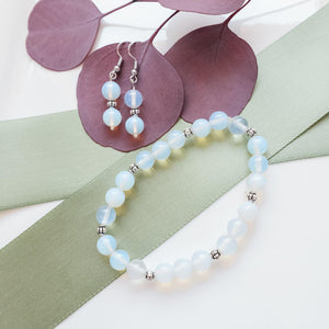 Celestial Collection - Gorgeous Opalite Bracelet and Earrings - top view - BellaChel Jeweler