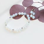 Cargar imagen en el visor de la galería, Opalite Bracelet and Matching Silver Earrings - front view - BellaChel Jeweler
