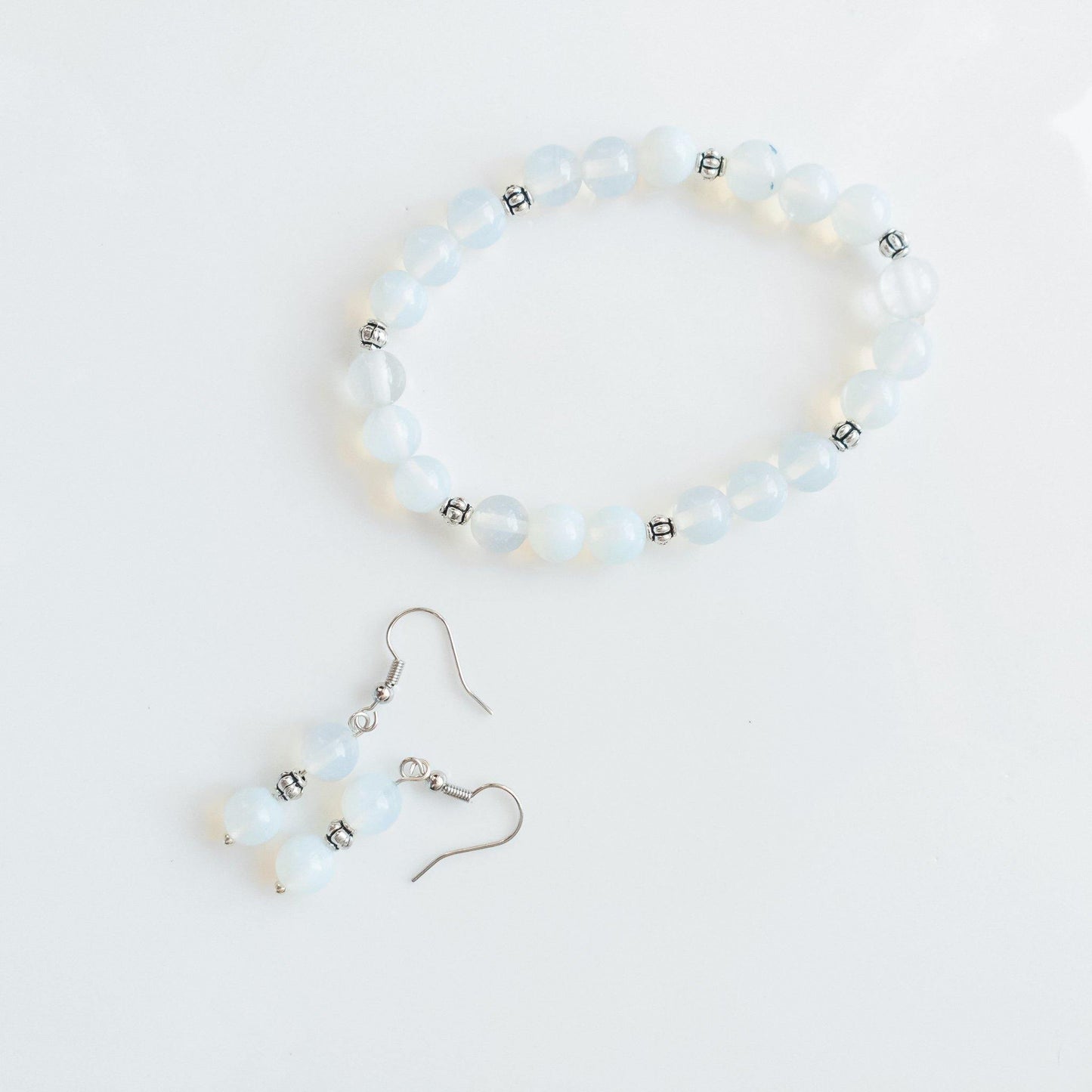 Celestial Collection - Gorgeous Opalite Bracelet and Earrings - top view - BellaChel Jeweler