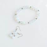 Load image into Gallery viewer, Celestial Collection - Gorgeous Opalite Bracelet and Earrings - top view - BellaChel Jeweler
