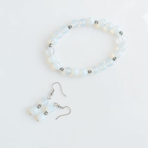 Celestial Collection - Gorgeous Opalite Bracelet and Earrings - top view - BellaChel Jeweler