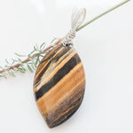 Load image into Gallery viewer, Men&#39;s Tiger Eye Pendant in Sterling Silver - front view - BellaChel Jeweler
