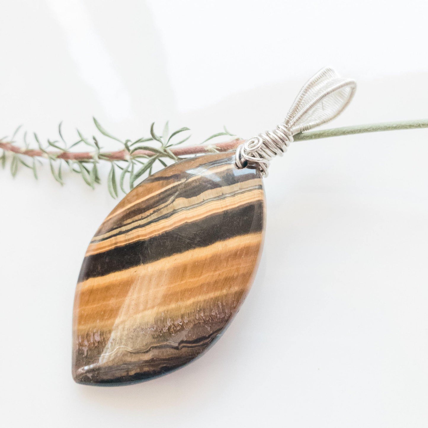 Real Tiger Eye Necklace Pendant - BellaChel Jeweler