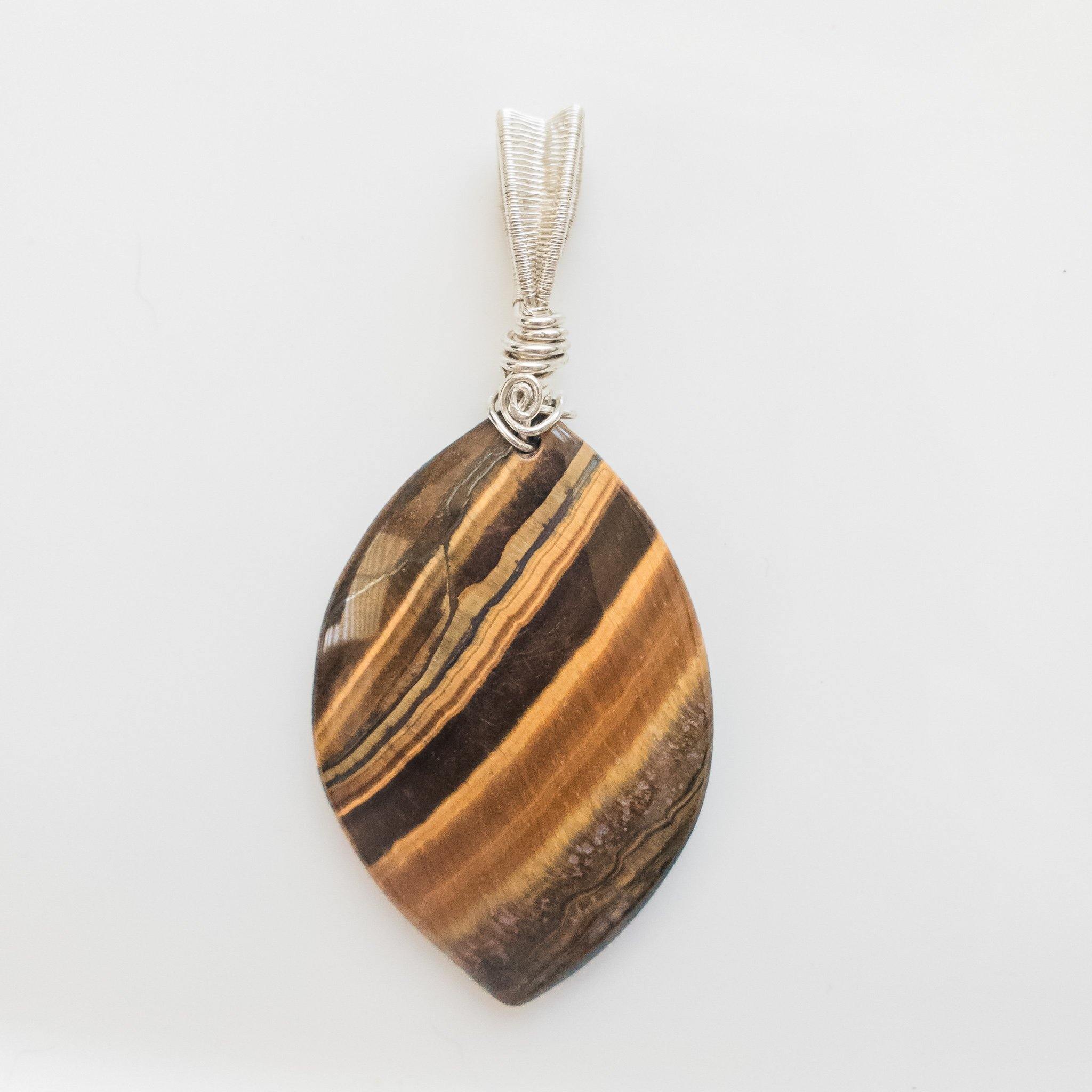Powerful Tiger Eye Protection Stone Necklace - close up view - BellaChel Jeweler