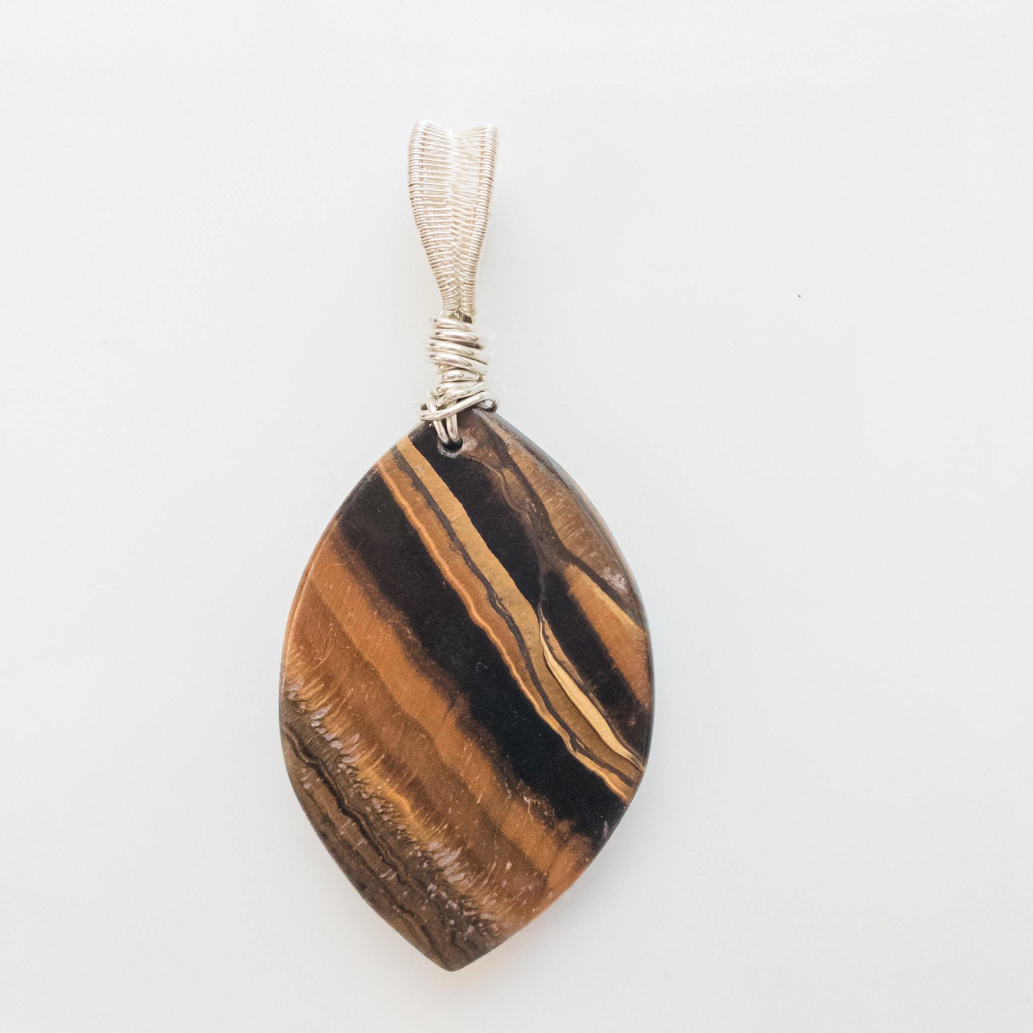 Powerful Tiger Eye Protection Stone Necklace - close up back view - BellaChel Jeweler