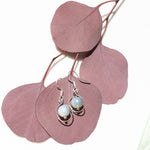 Charger l&#39;image dans la galerie, Dainty Frosted Chrysoberyl Cat&#39;s Eye Drop Earrings - Front View - BellaChel Jeweler

