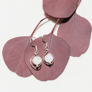 Signature Collection - Moonstone Earrings in Sterling Silver - Close-up View - BellaChel Jeweler