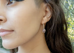 Cargar imagen en el visor de la galería, Magnolia Collection - Elegant Lavender Quartz Sterling Silver Earrings pictured on a live model - BellaChel Jeweler
