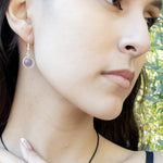 Load image into Gallery viewer, Earring Collection - Stunning Lavender Quartz Sterling Silver Earrings shown on a live model - BellaChel Jeweler
