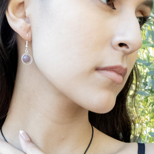 Earring Collection - Stunning Lavender Quartz Sterling Silver Earrings shown on a live model - BellaChel Jeweler