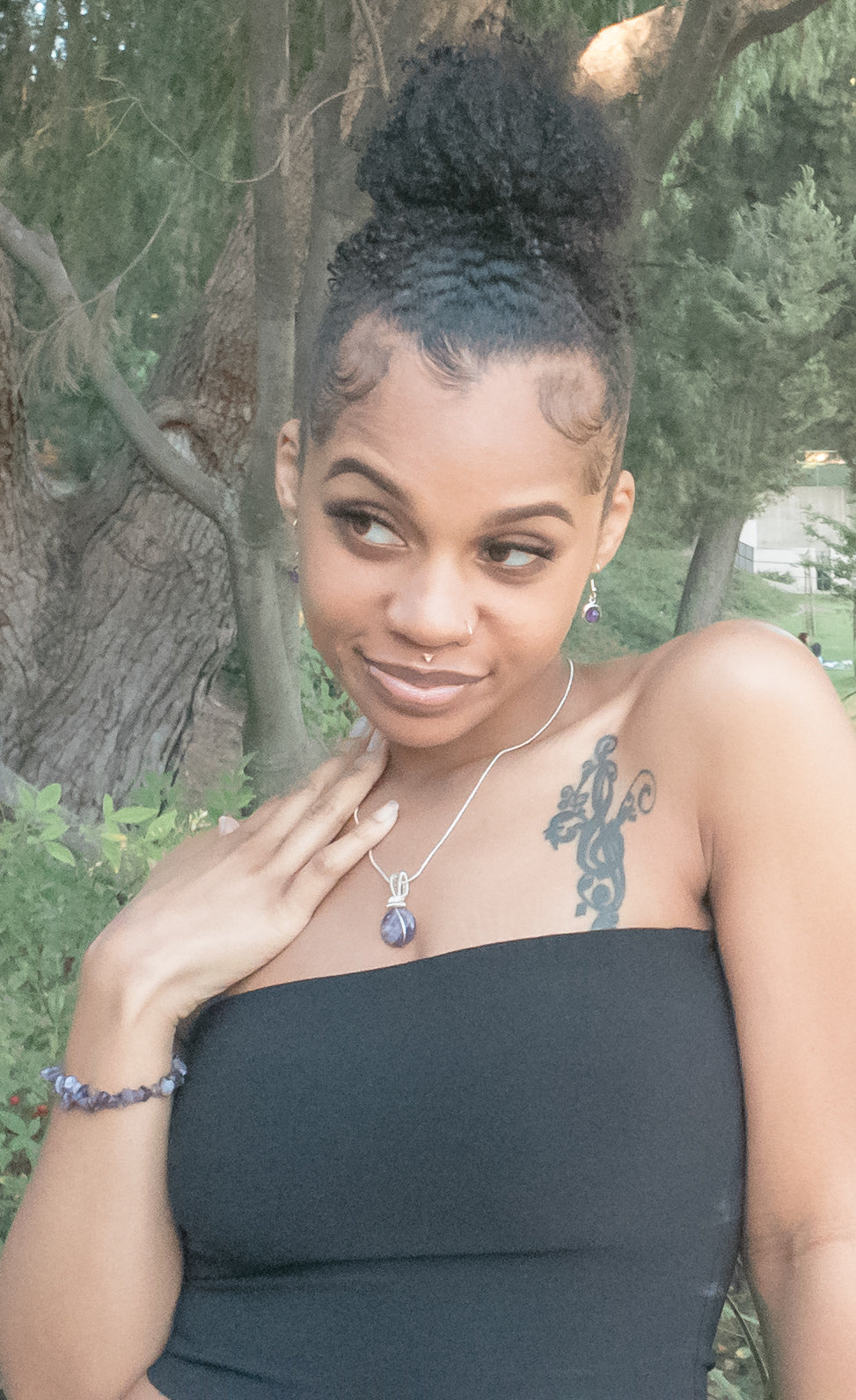 Real Amethyst Bracelet on a model - BellaChel Jeweler