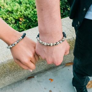 Dalmatian Jasper & Lava Stone Bracelet