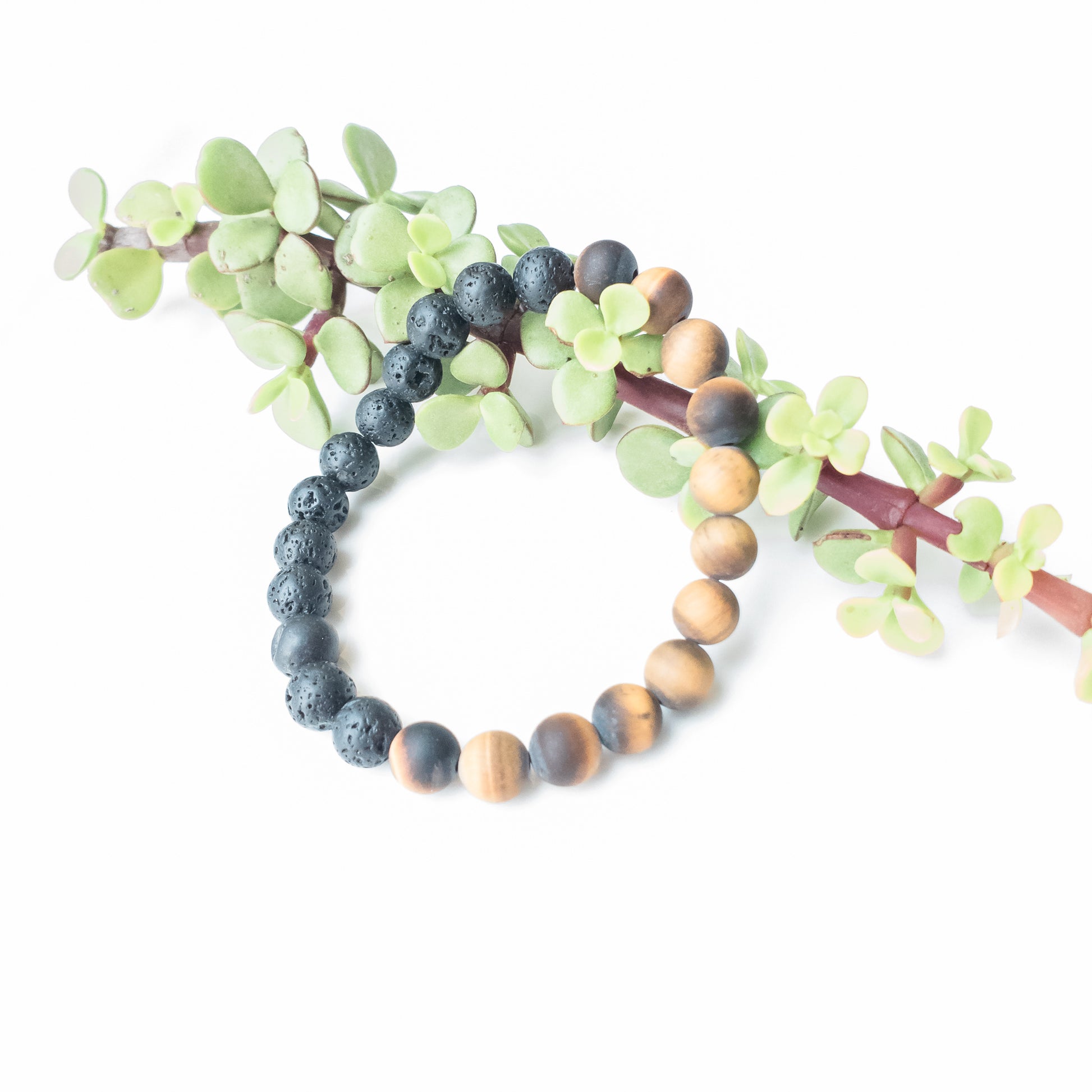 Viking Collection - Tiger Eye & Lava Stone Bracelet - close-up view - BellaChel Jeweler