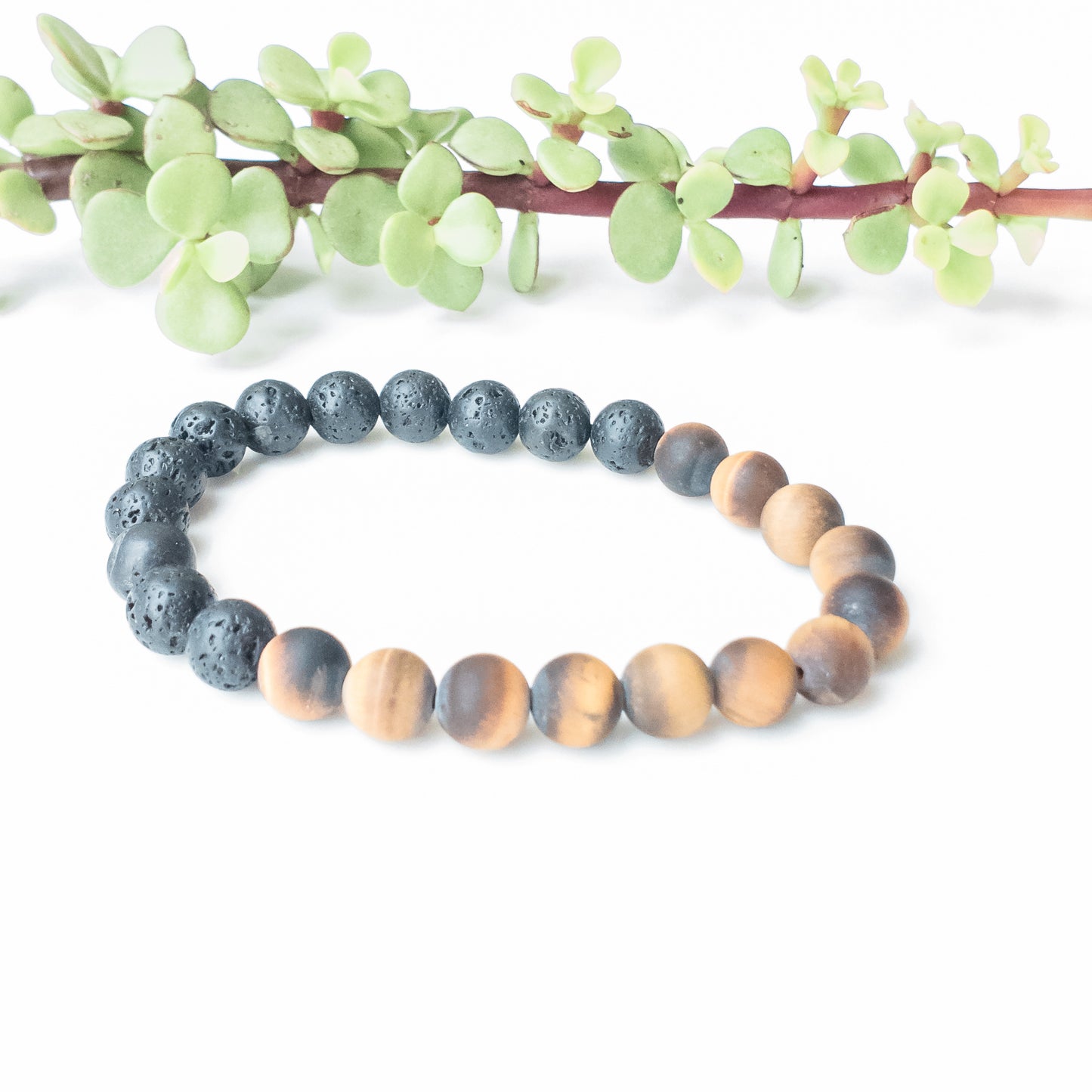 Tiger Eye & Lava Stone Bracelet - front view - BellaChel Jeweler