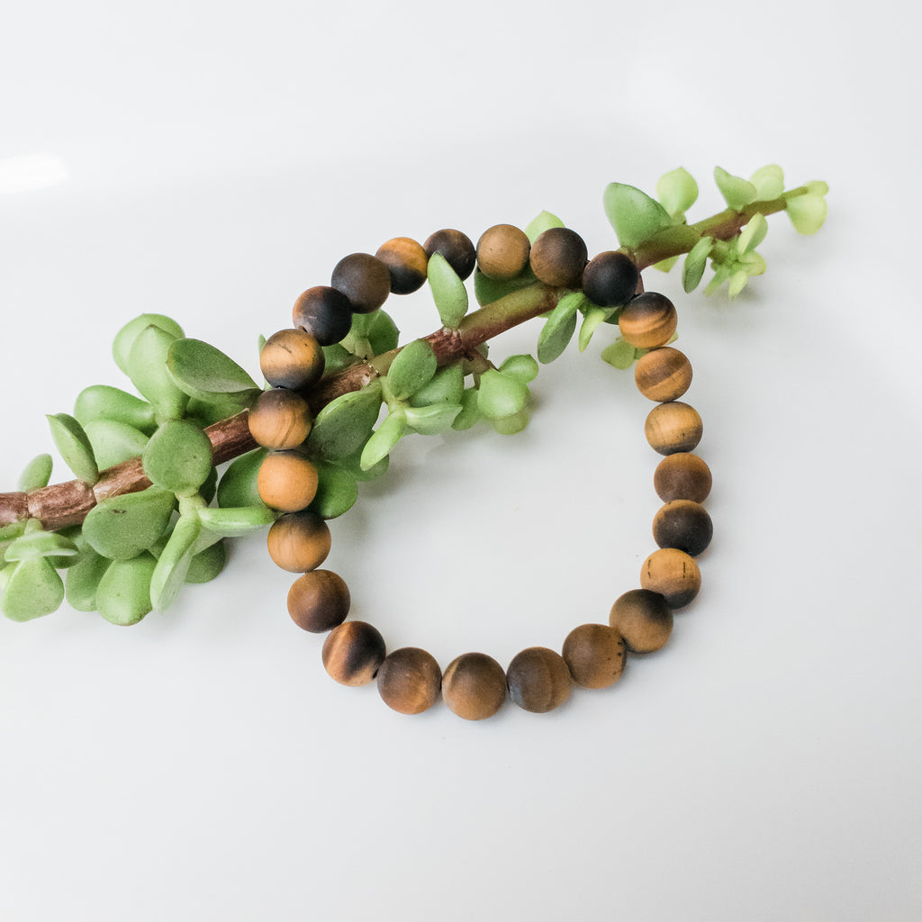 Bracelet Collection - Tiger Eye Bracelet matte finish - top view - BellaChel Jeweler