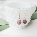 Load image into Gallery viewer, Elegant Lavender Quartz Sterling Silver Earrings - close-up view - BellaChel Jeweler
