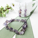 Charger l&#39;image dans la galerie, Magnolia Collection - Real Amethyst Bracelet and Matching Earrings - close up view - BellaChel Jeweler
