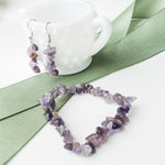 Load image into Gallery viewer, Magnolia Collection - Real Amethyst Bracelet and Matching Earrings - Close Up View - BellaChel Jeweler
