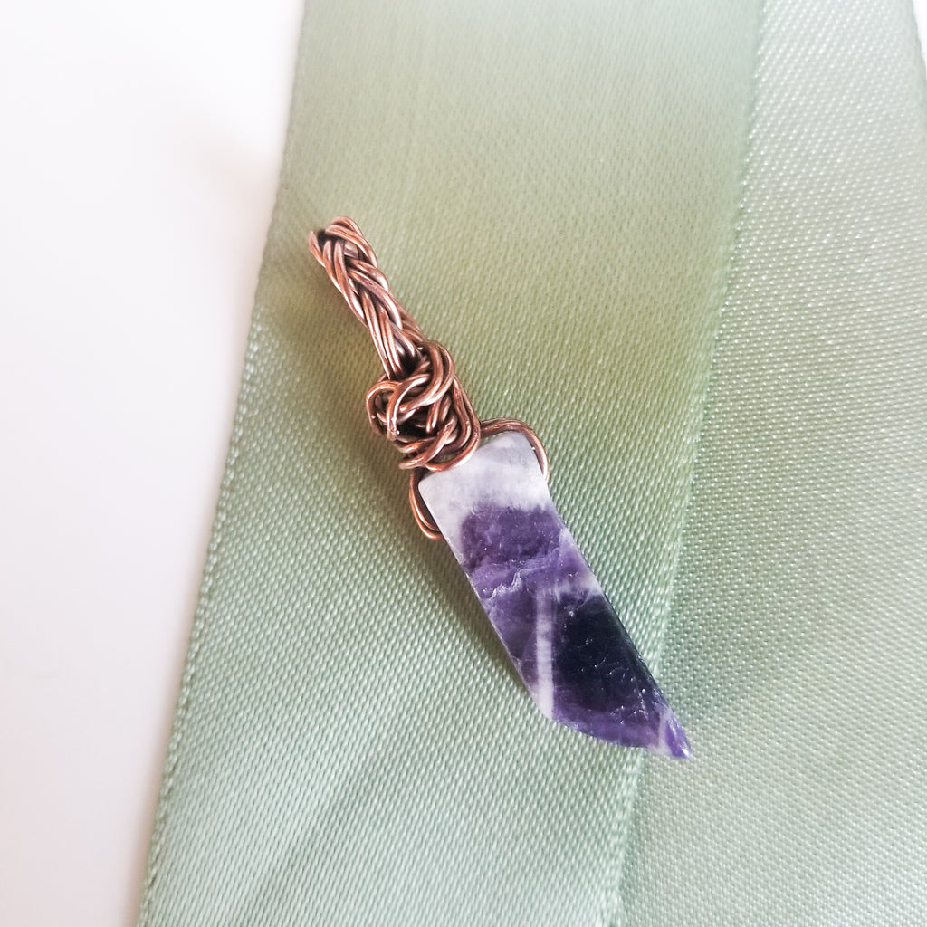 Magnolia Collection - Brazilian Amethyst Pendant up close view - BellaChel Jeweler