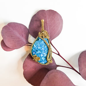 Laguna Collection - Vibrant Blue Seashells Pendant in Bronze front view - BellaChel Jeweler
