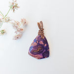 Load image into Gallery viewer, Rio Collection - Purple Ghost Eye Pendant in Antique Copper - Front View - BellaChel Jeweler
