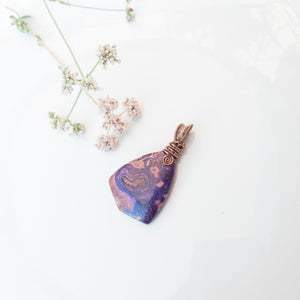 Rio Collection - Purple Ghost Eye Pendant in Antique Copper - Top View - BellaChel Jeweler