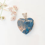 Load image into Gallery viewer, Rio Collection - Blue and Cream Ghost Eye Heart in Sterling Silver - back view - BellaChel Jeweler
