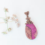 Cargar imagen en el visor de la galería, Rio Collection - Pink Ghost Eye Pendant in Antique Copper - back-side view - BellaChel Jeweler
