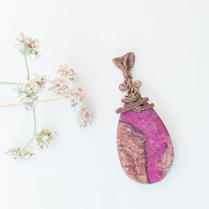 Rio Collection - Pink Ghost Eye Pendant in Antique Copper - back-side view - BellaChel Jeweler