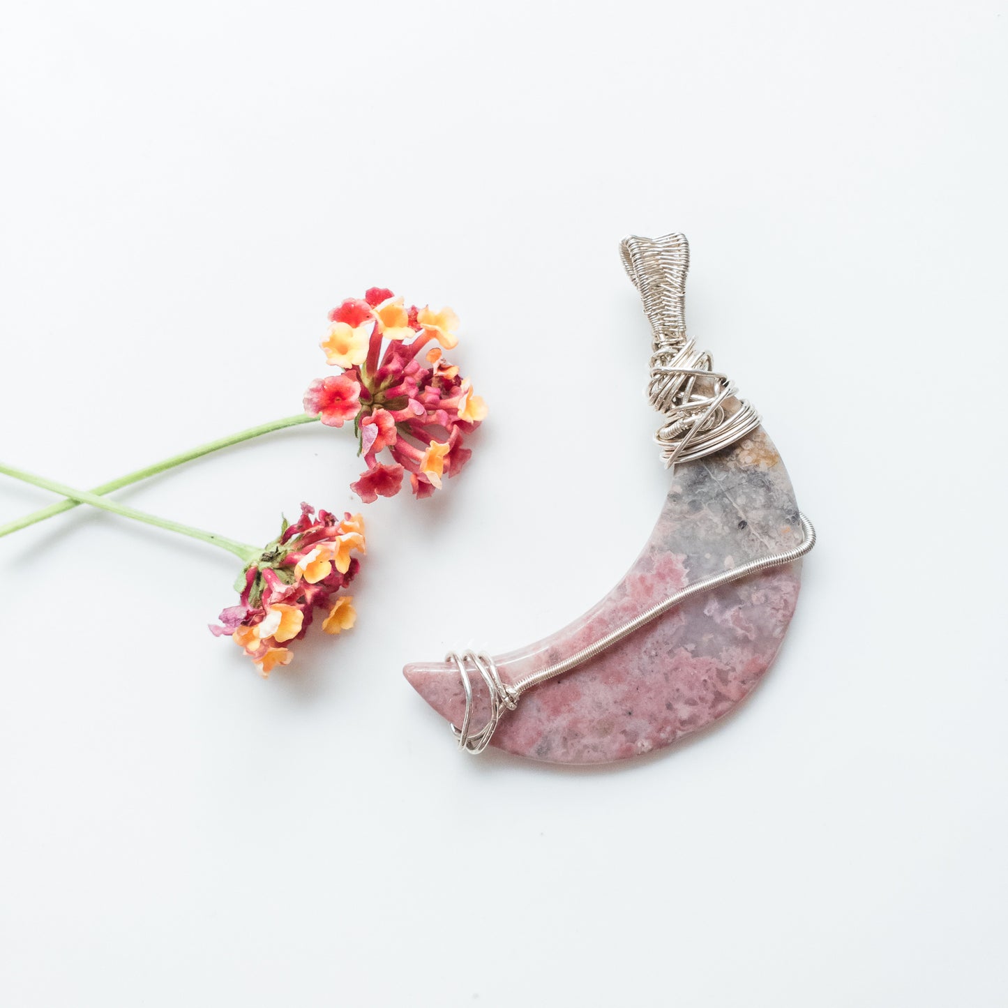 Cherry Blossom Agate in Sterling Silver - back side view -BellaChel Jeweler