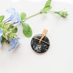 Charger l&#39;image dans la galerie, Aurora Collection - Labradorite donut shaped pendant in bronze - back view - BellaChel Jeweler
