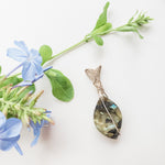 Load image into Gallery viewer, Aurora Collection - Labradorite pendant in sterling silver - back view - BellaChel Jeweler
