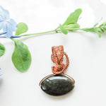 Load image into Gallery viewer, Aurora Collection - Labradorite pendant in copper - back view - BellaChel Jeweler
