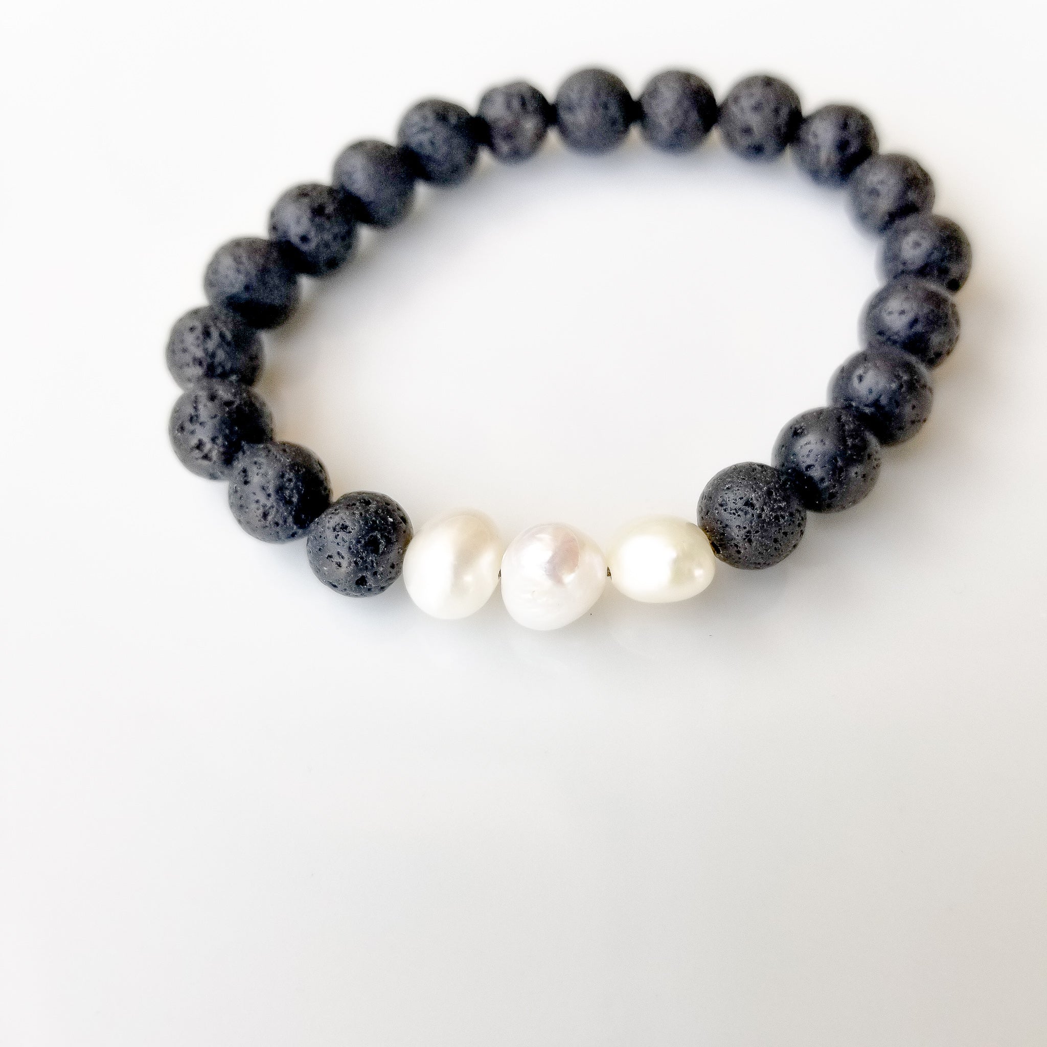 Pearl & Lava Stone Bracelet