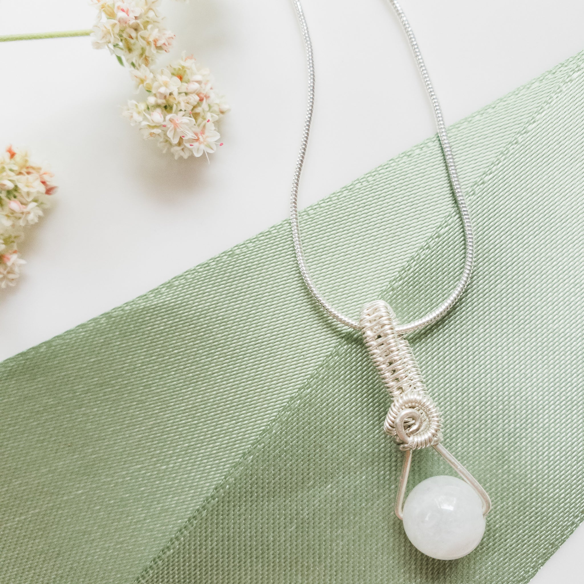 Dainty Moonstone Silver Necklace