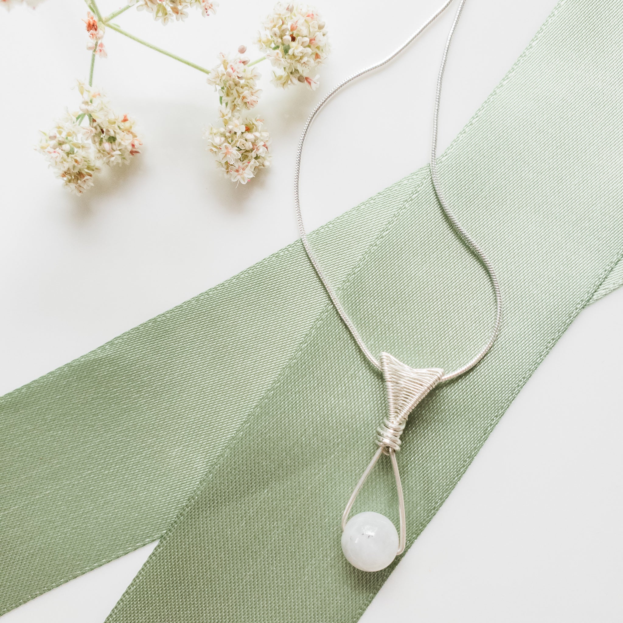 Dainty Moonstone Silver Necklace