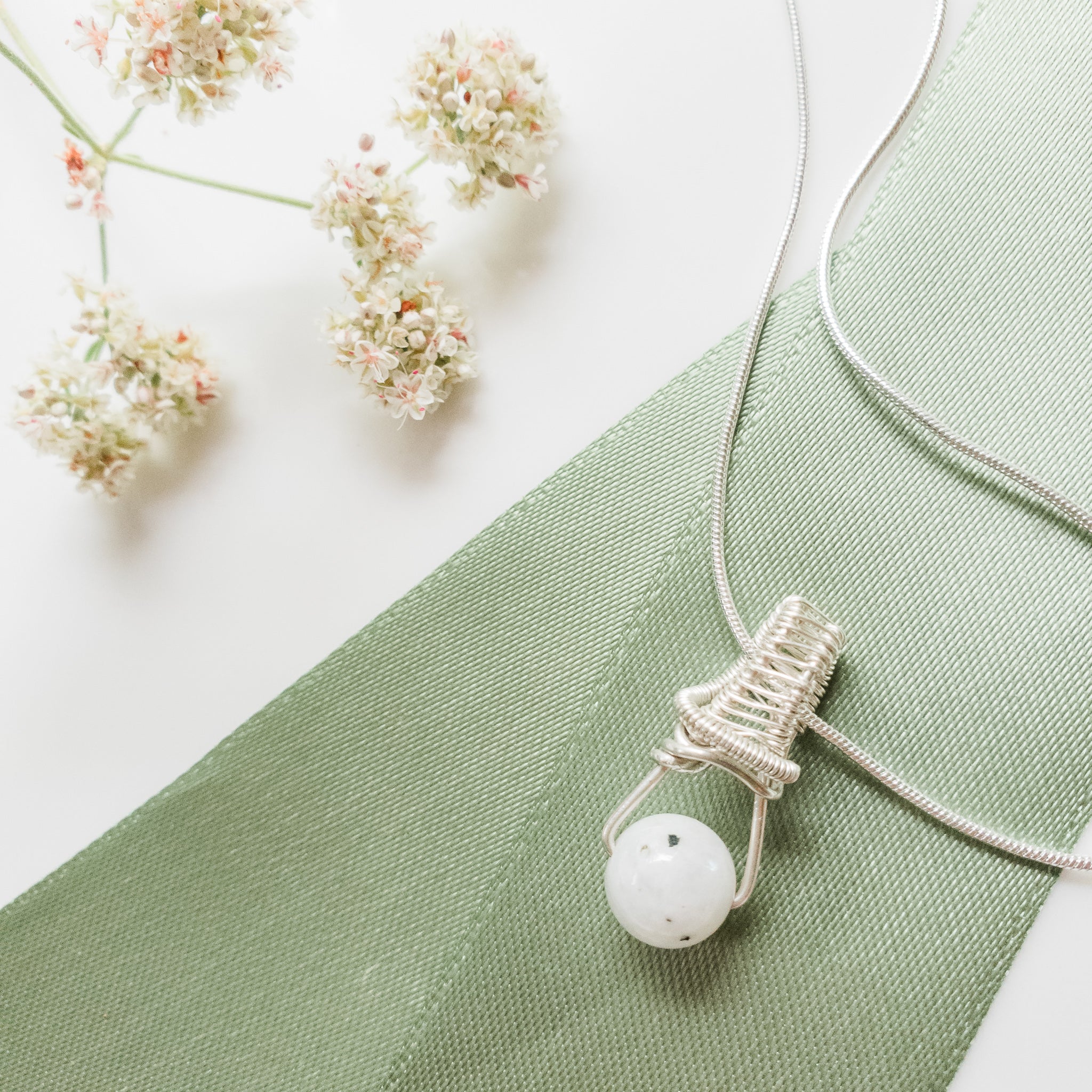 Dainty Moonstone Silver Necklace