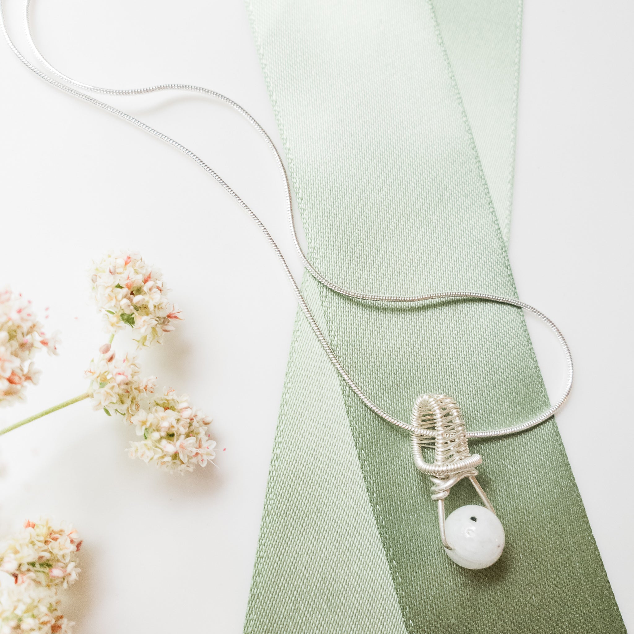 Dainty Moonstone Silver Necklace