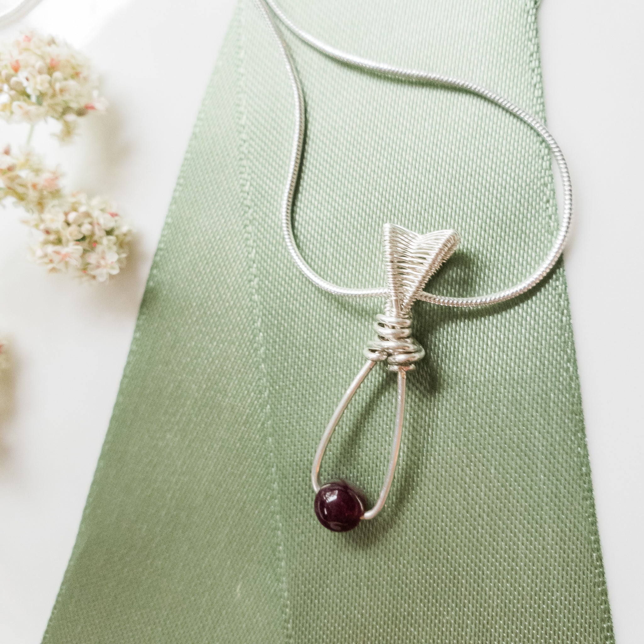 Garnet Silver Necklace - BellaChel Jeweler