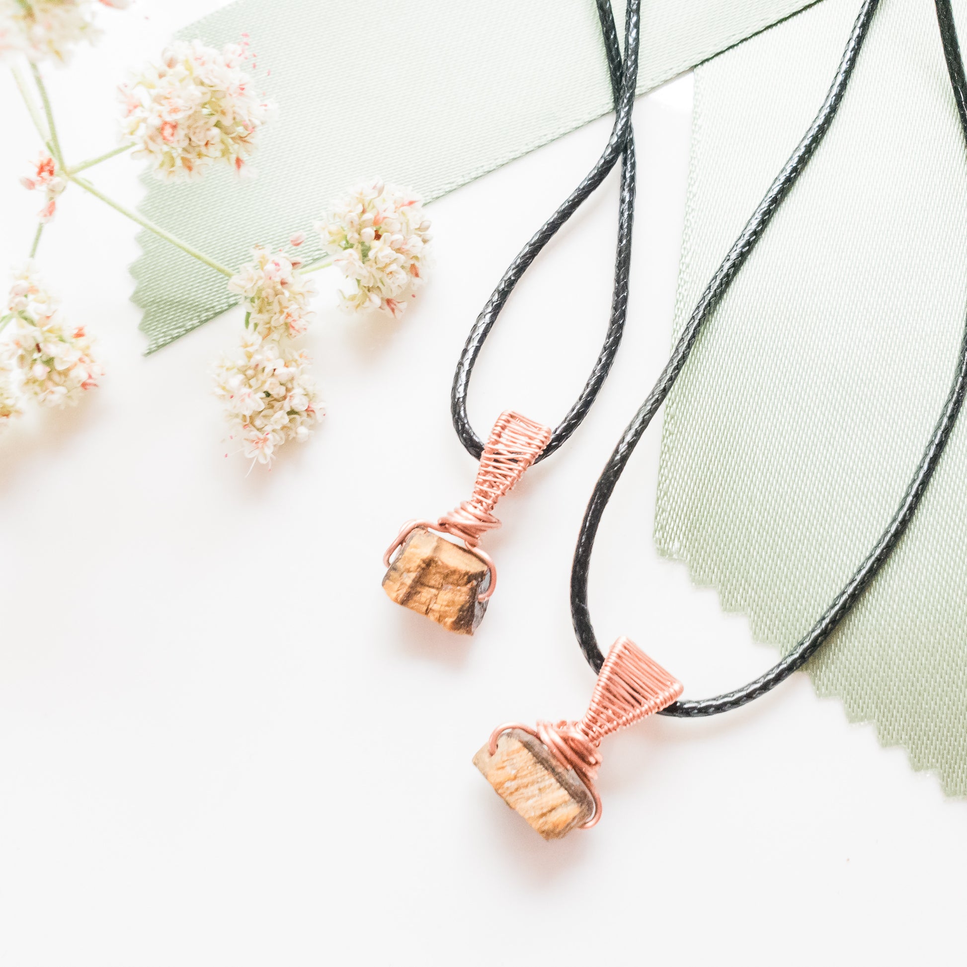 Viking Collection - Raw Tigers Eye Nugget in Copper - top view of 2 pendants, sold separately - BellaChel Jeweler